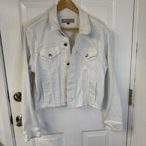 Vintage 7 FOR‎ ALL MANKIND Luxe Denim Trucker Jacket White Women Sz Large